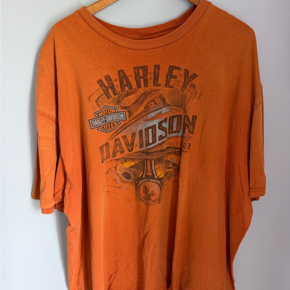 Harley Davidson T Shirt 3XL Orange Cycle World Athens GA Biker Graphic Tee